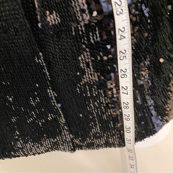 Forever 21 black Notched Blazer all Sequin satin collar glam plus size NYE 1X - Picture 5 of 10